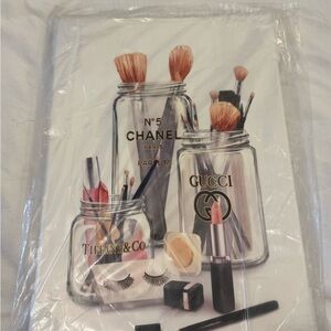 Amazon Makeup Brush and Perfume Jar Wall Art - Black, Gold, Brown